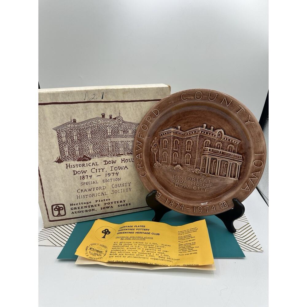 Iowa GREENTREE POTTERY Dow House Crawford County Judy Sutcliffe 1972 Historical